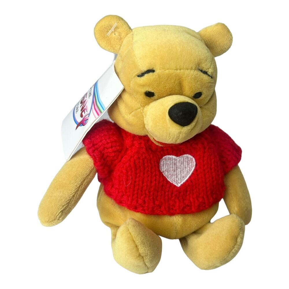 NEW Disney Store Winnie The Pooh Bear PLUSH 7" Valentines Day Stuffed Animal Toy
